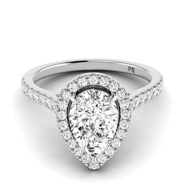 0.95-6.45 CT Pear & Round Cut Lab Grown Diamonds - Halo Rings