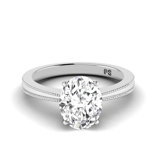 0.50-3.00 CT Oval Cut Lab Grown Diamonds - Solitaire Ring