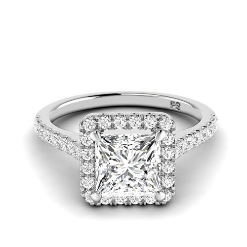 0.95 - 3.45 CT Round & Princess Cut Lab Grown Diamonds - Halo Ring - Primestyle.com