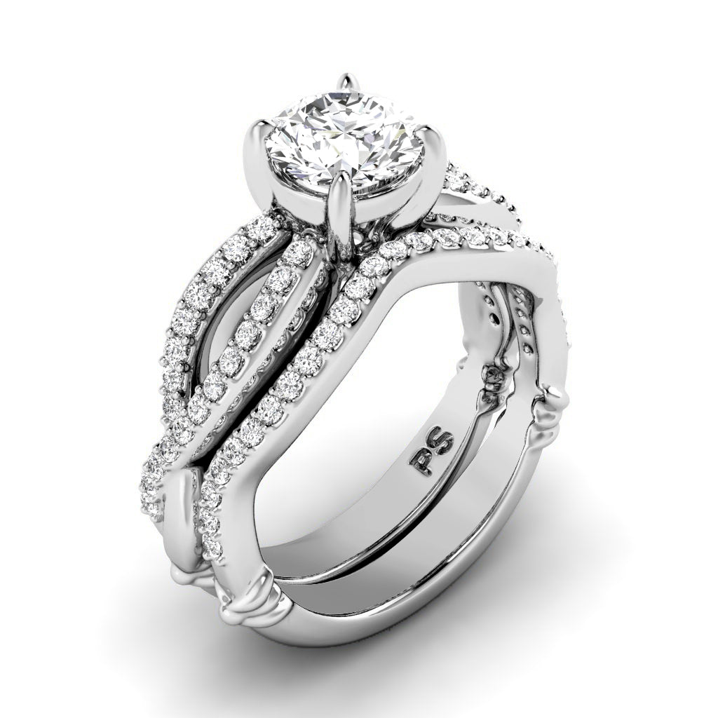 0.85-3.35 CT Round Cut Lab Grown Diamonds - Bridal Set