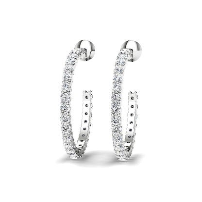 0.75-1.50 CT Round Cut Lab Grown Diamonds - Hoop and Drop Earrings