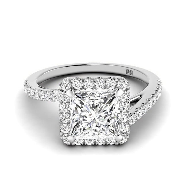 0.85-6.35 CT Princess & Round Cut Lab Grown Diamonds - Halo Rings