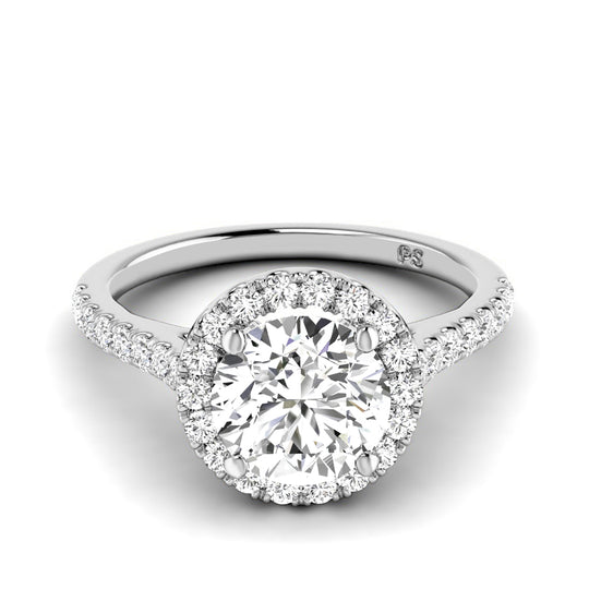 0.95-3.45 CT Round Cut Lab Grown Diamonds - Halo Ring