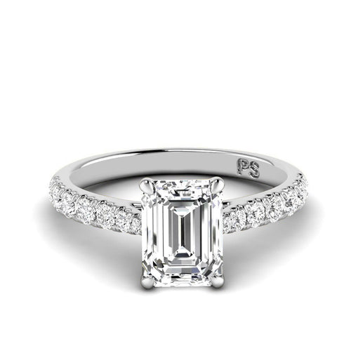 0.85 - 6.35 CT Emerald & Round Cut Diamonds - Engagement Ring - Primestyle.com