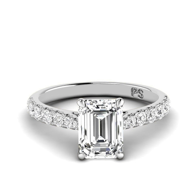0.85-6.35 CT Emerald & Round Cut Lab Grown Diamonds - Engagement Ring