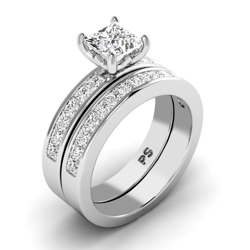 2.10-3.25 CT Princess Cut Diamonds - Bridal Set