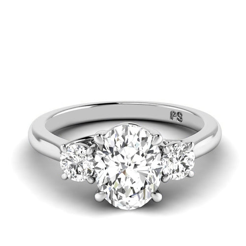 0.95 - 3.45 CT Round & Oval Cut Lab Grown Diamonds - Three Stone Ring - Primestyle.com