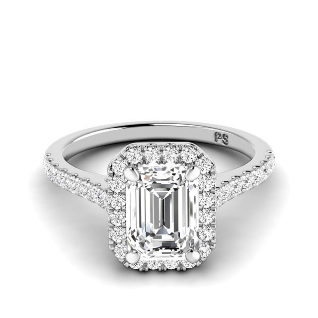0.95-6.45 CT Emerald & Round Cut Lab Grown Diamonds - Halo Rings