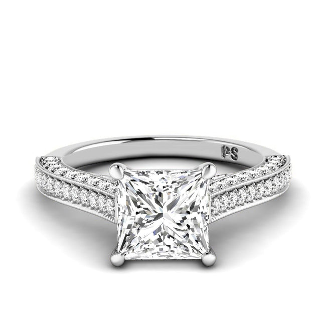 1.15-6.65 CT Princess & Round Cut Lab Grown Diamonds - Engagement Ring