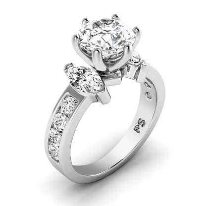 1.35-3.85 CT Round &amp; Marquise Cut Lab Grown Diamonds - Engagement Ring