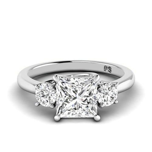0.95 - 3.45 CT Round & Princess Cut Lab Grown Diamonds - Three Stone Ring - Primestyle.com