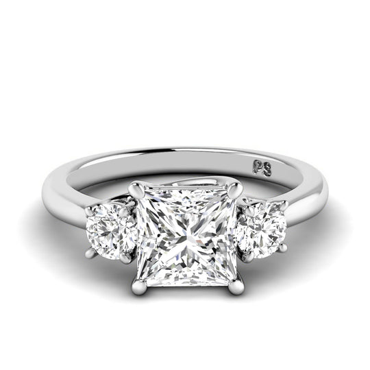 0.95-3.45 CT Round & Princess Cut Lab Grown Diamonds - Three Stone Ring