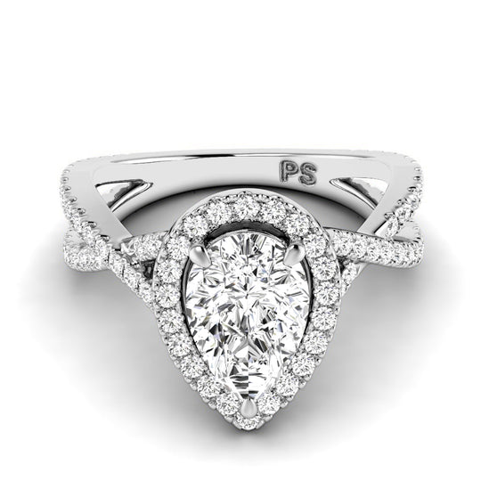 1.10-3.60 CT Round & Pear Cut Lab Grown Diamonds - Halo Ring