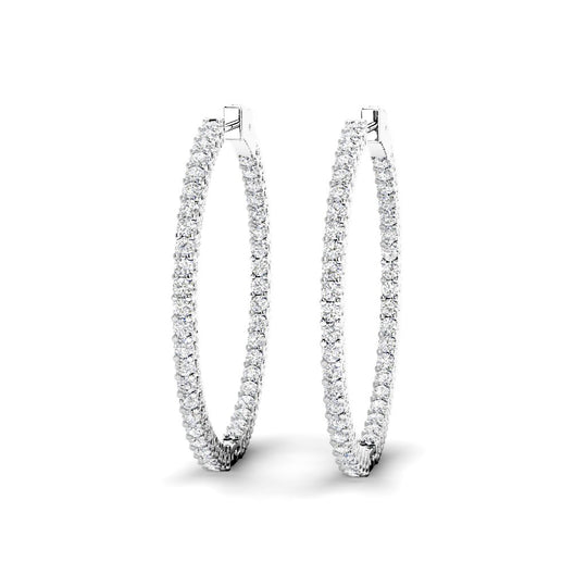 4.00-7.00 CT Round Cut Diamonds - Hoop and Drop Earrings