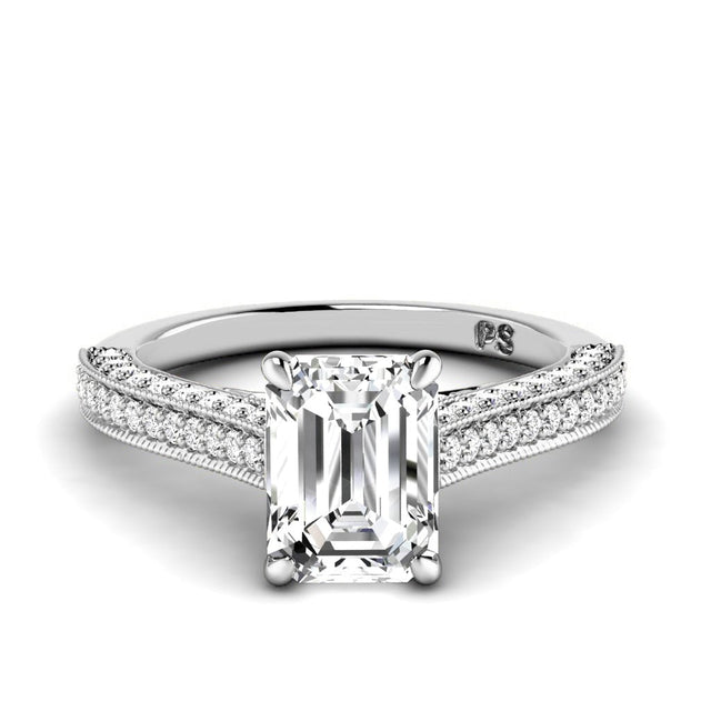 1.15-6.65 CT Emerald & Round Cut Lab Grown Diamonds - Engagement Ring