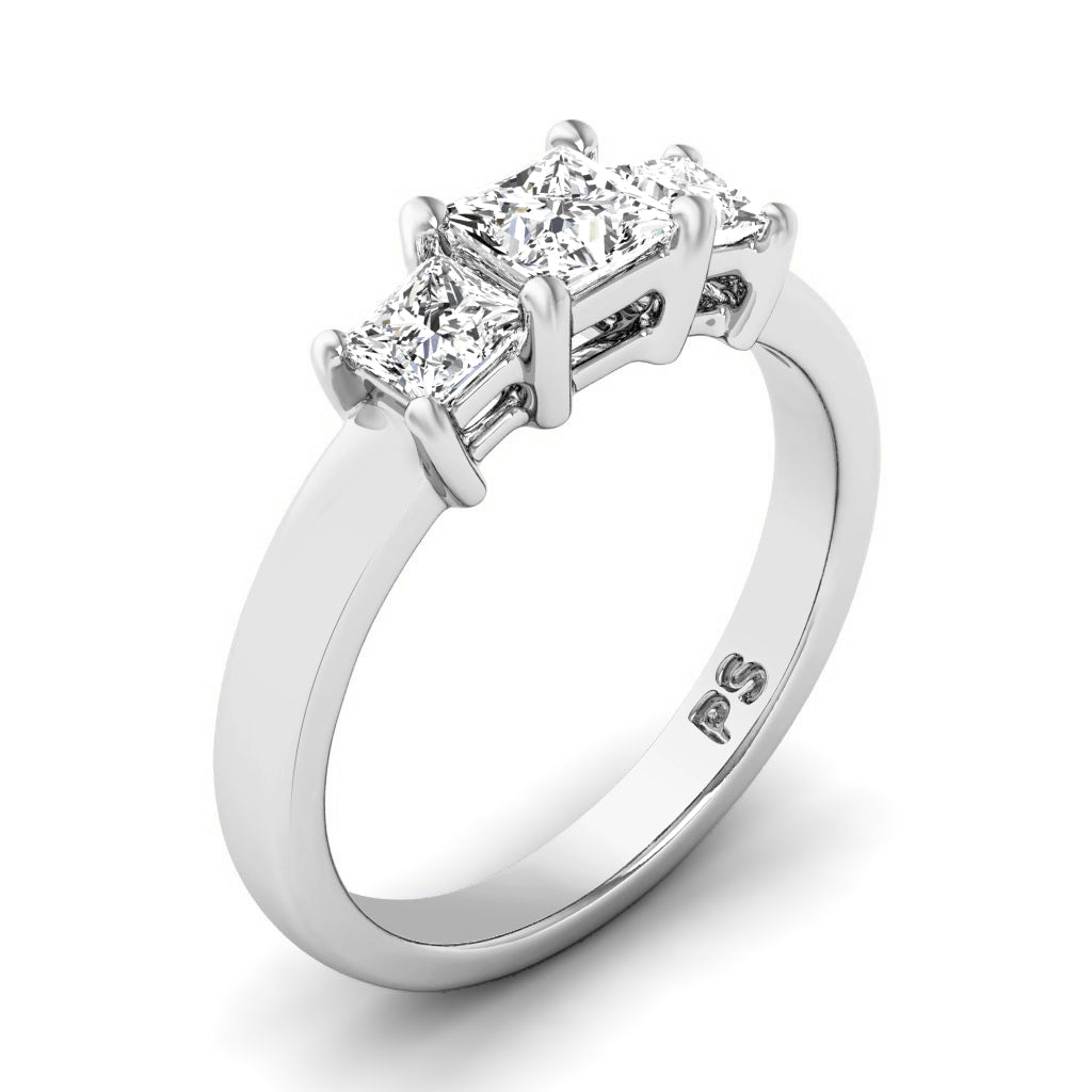 0.30-0.80 CT Princess Cut Lab Grown Diamonds - Three Stone Ring