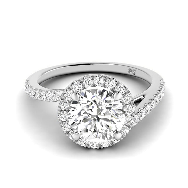 0.85-6.35 CT Round Cut Lab Grown Diamonds - Halo Rings
