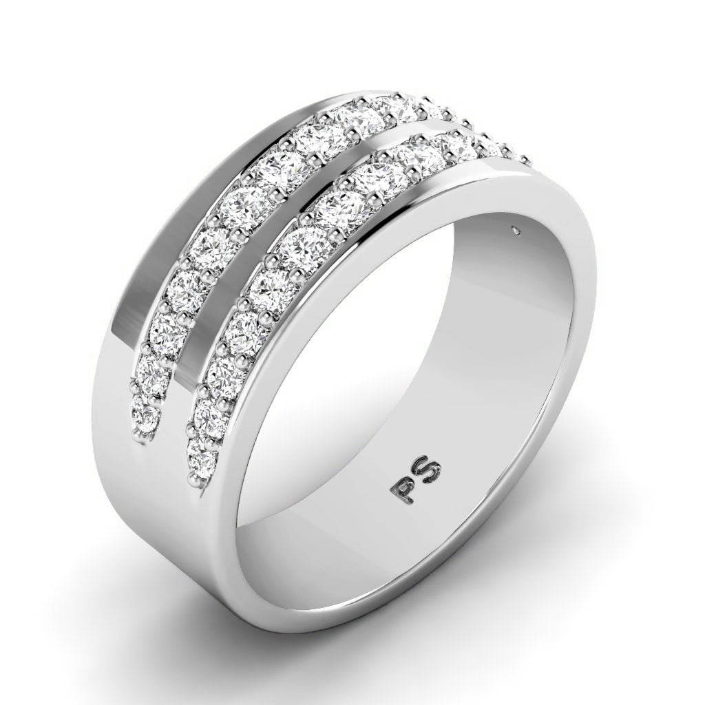 0.80 CT Round Cut Lab Grown Diamonds - Mens Wedding Band