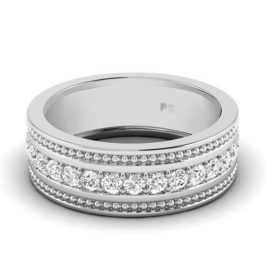0.80 CT Round Cut Diamonds - Mens Wedding Band