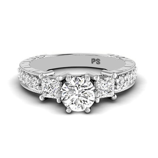 1.20-3.70 CT Round & Princess Cut Lab Grown Diamonds - Engagement Ring