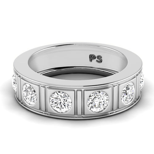 1.50 CT Round Cut Lab Grown Diamonds - Mens Wedding Band - Primestyle.com