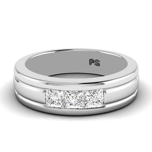 0.90 CT Princess Cut Lab Grown Diamonds - Mens Wedding Band - Primestyle.com