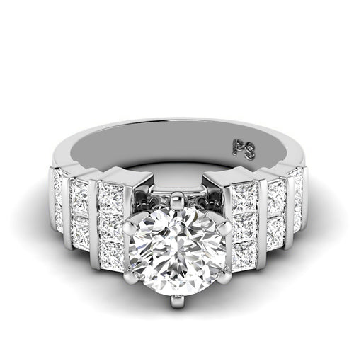 1.70-4.20 CT Princess & Round Cut Lab Grown Diamonds - Engagement Ring