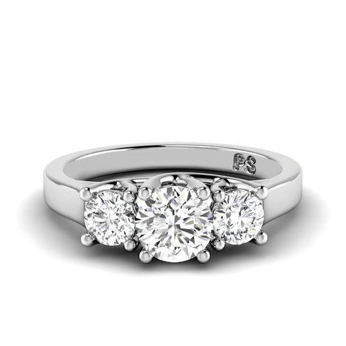 0.90 CT Round Cut Lab Grown Diamonds - Three Stone Ring - Primestyle.com