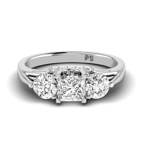 1.05 - 6.55 CT Princess & Round Cut Diamonds - Engagement Ring - Primestyle.com