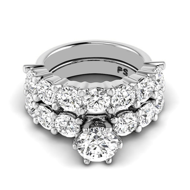 5.10 CT Princess & Round Cut Natural Diamonds - Bridal Set