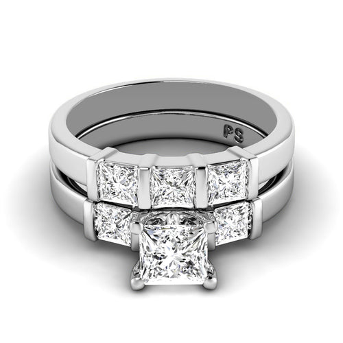 1.90-3.05 CT Princess Cut Natural Diamonds - Bridal Set