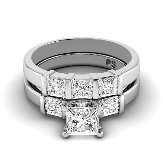 1.90-3.05 CT Princess Cut Diamonds - Bridal Set