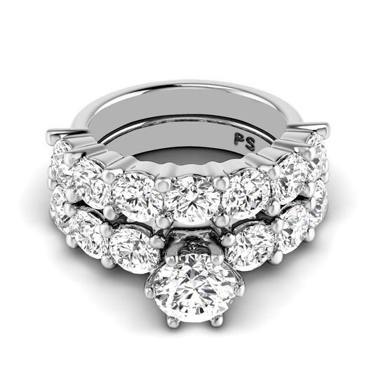 3.95-5.10 CT Round & Princess Cut Diamonds - Bridal Set