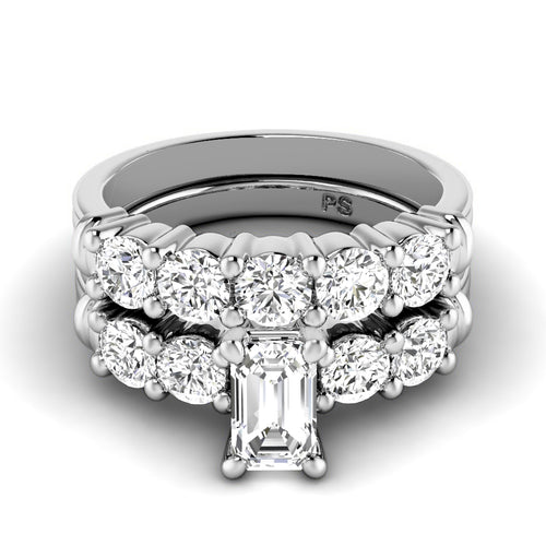 1.90-4.40 CT Round & Emerald Cut Lab Grown Diamonds - Bridal Set
