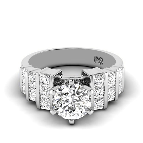 1.55-2.70 CT Princess & Round Cut Natural Diamonds - Engagement Ring