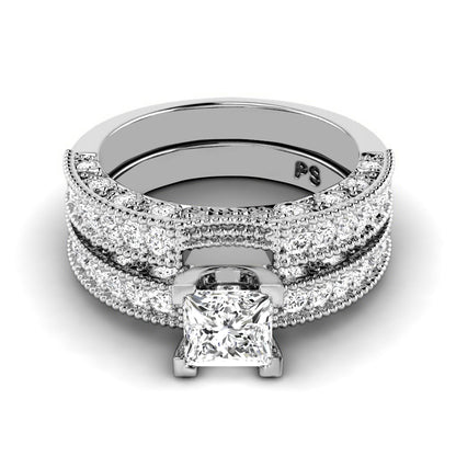 1.60-4.10 CT Round &amp; Princess Cut Lab Grown Diamonds - Bridal Set
