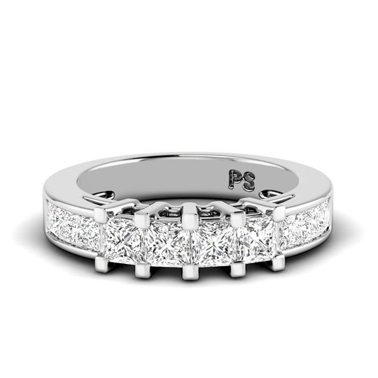 1.10 CT Princess Cut Lab Grown Diamonds - Wedding Band