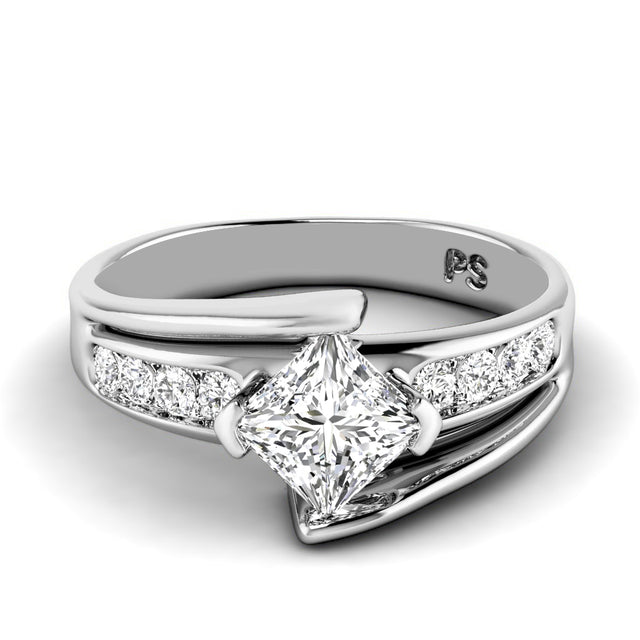 0.60-1.75 CT Princess & Round Cut Natural Diamonds - Engagement Ring