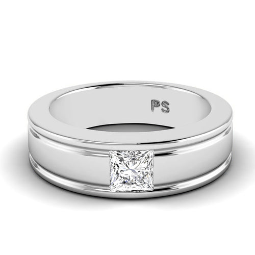 0.65 CT Princess Cut Lab Grown Diamonds - Mens Wedding Band