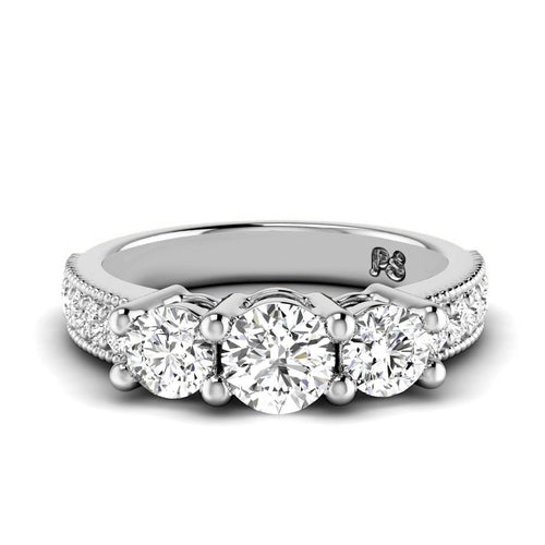 1.30 CT Round Cut Lab Grown Diamonds - Three Stone Ring - Primestyle.com