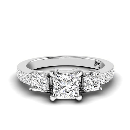 1.20-2.35 CT Princess & Round Cut Natural Diamonds - Engagement Ring