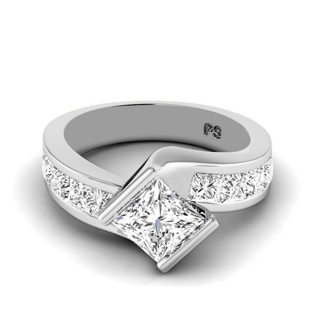 2.10-4.60 CT Princess Cut Lab Grown Diamonds - Engagement Ring