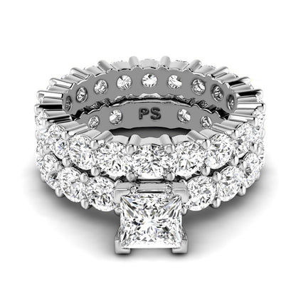 5.80-8.30 CT Round &amp; Princess Cut Lab Grown Diamonds - Bridal Set