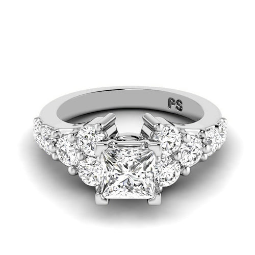 1.90 - 7.40 CT Princess & Round Cut Diamonds - Engagement Ring - Primestyle.com