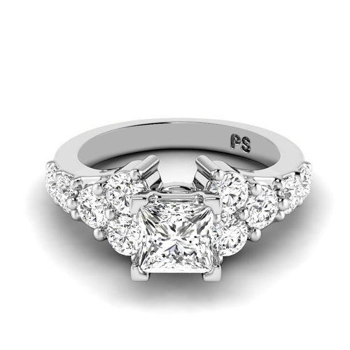 1.90-4.40 CT Round & Princess Cut Lab Grown Diamonds - Engagement Ring