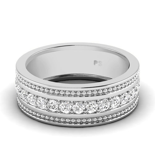 0.80 CT Round Cut Lab Grown Diamonds - Mens Wedding Band - Primestyle.com