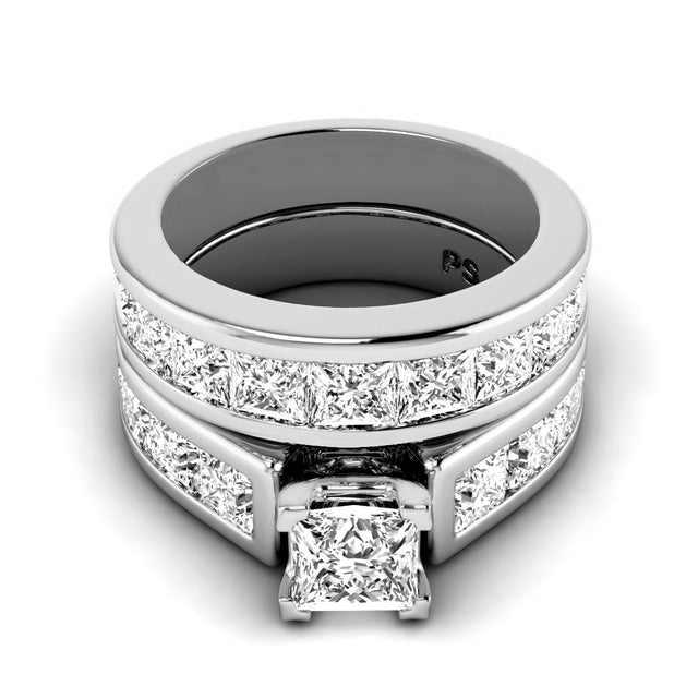 6.15 CT Princess Cut Natural Diamonds - Bridal Set