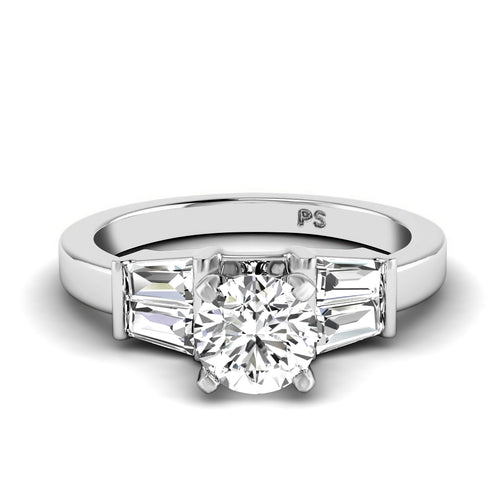 0.75-1.90 CT Round & Taper Cut Natural Diamonds - Engagement Ring