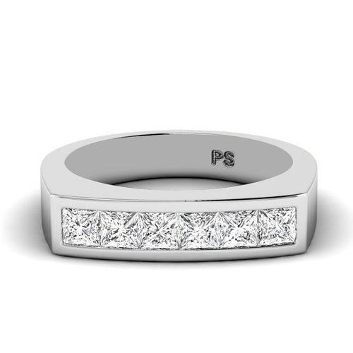 1.00 CT Princess Cut Lab Grown Diamonds - Mens Wedding Band - Primestyle.com