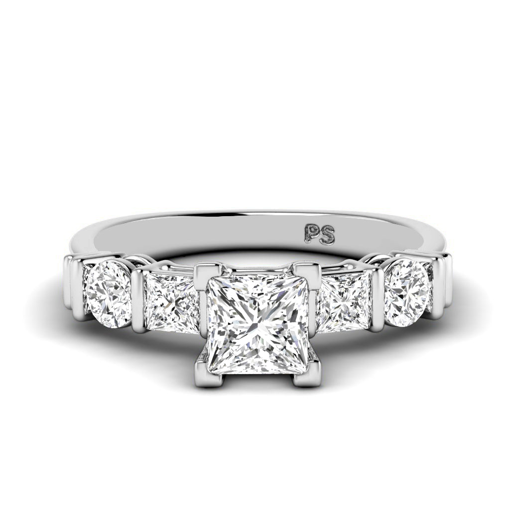 1.05-2.20 CT Round &amp; Princess Cut Diamonds - Engagement Ring